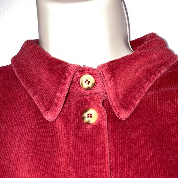 Corduroy Long Sleeve Red Button Down Shacket Jacket Top Red Maroon Womens XL - Picture 6 of 10